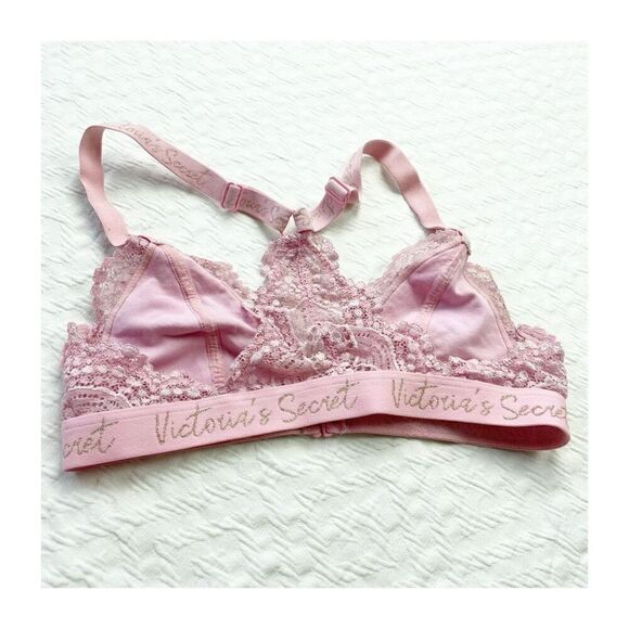 Buy 1 get 1 free Victorias Secret lace bralette light pink baby pink xs - Picture 3 of 6